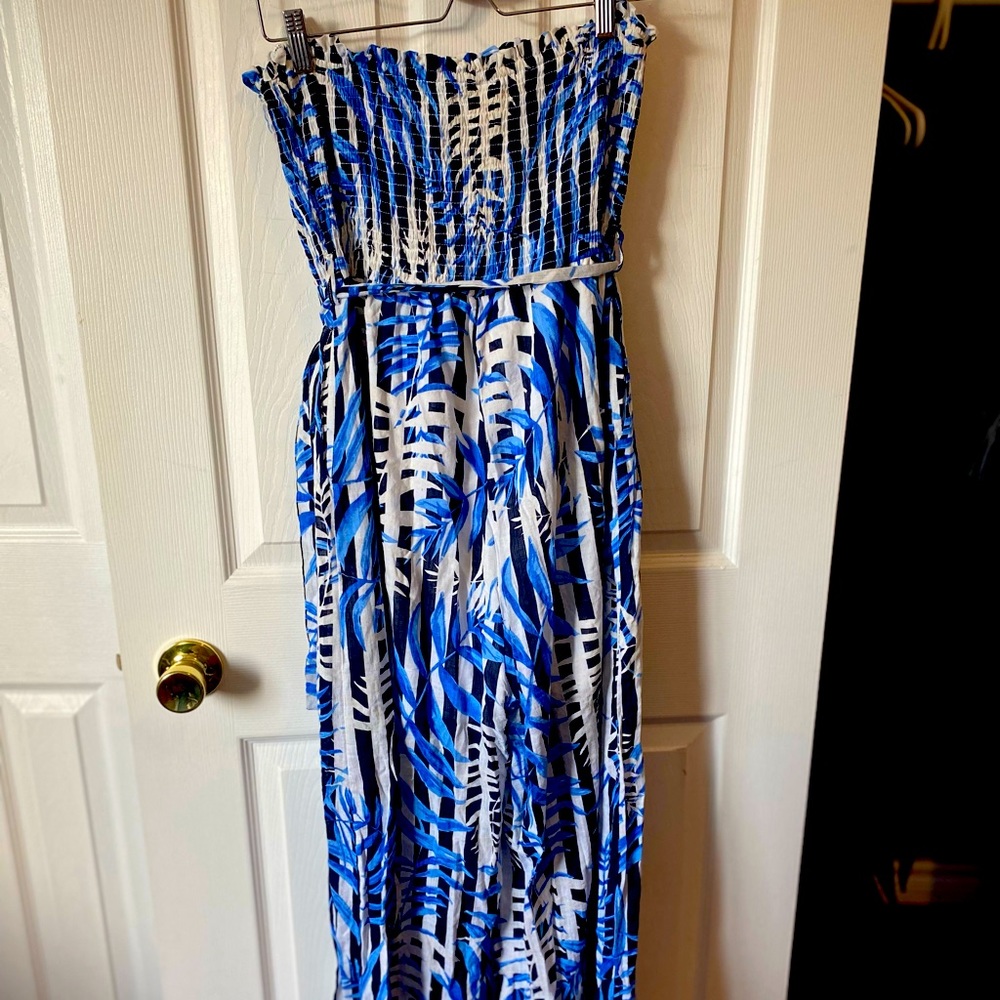 Fun, strapless, colourful jumpsuit! Size L/XL